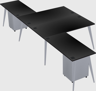 Shared l-shaped office desk system