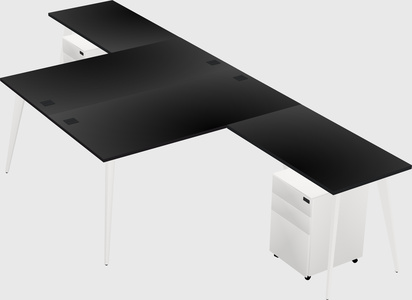 Shared L-shaped Office Desk System