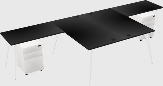 Shared l-shaped office desk system