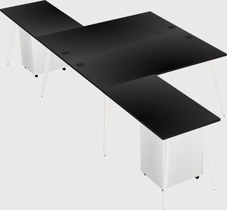 Shared l-shaped office desk system
