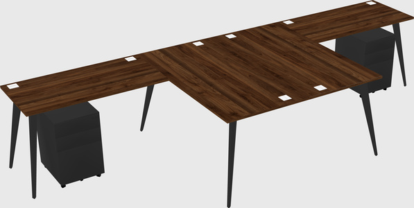 Shared l-shaped office desk system