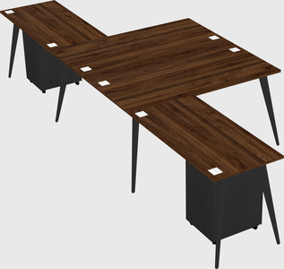 Shared l-shaped office desk system