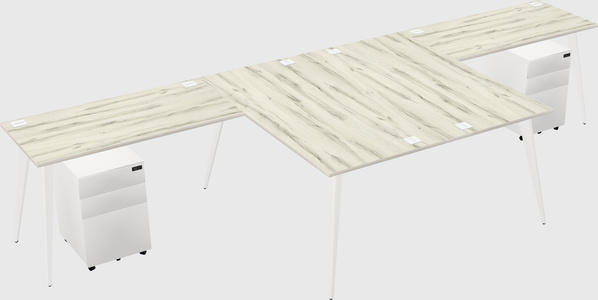 Shared l-shaped office desk system