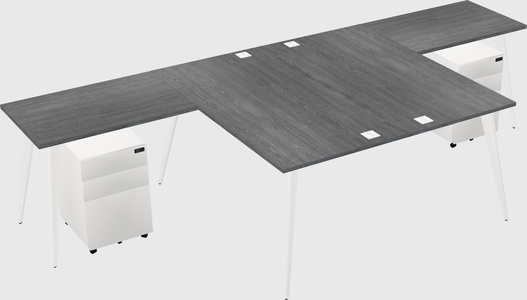 Shared l-shaped office desk system