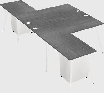 Shared l-shaped office desk system