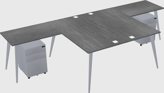 Shared l-shaped office desk system