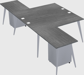 Shared l-shaped office desk system