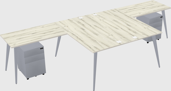 Shared l-shaped office desk system