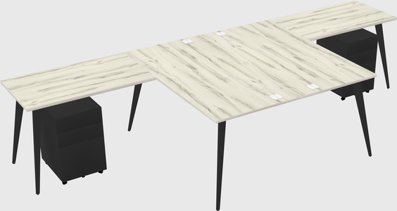 Shared l-shaped office desk system