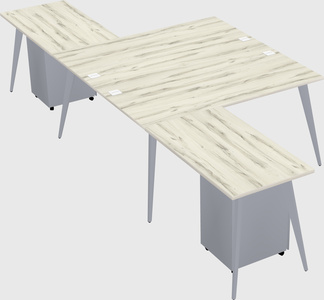 Shared l-shaped office desk system