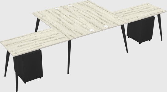 Shared l-shaped office desk system