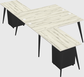 Shared l-shaped office desk system