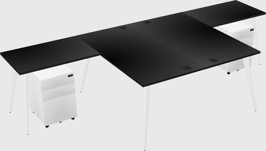 Shared l-shaped office desk system