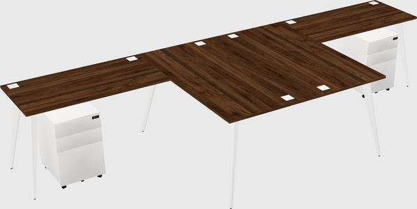 Shared l-shaped office desk system