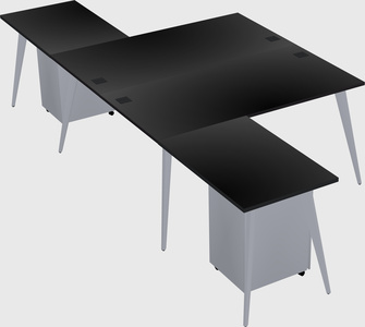 Shared l-shaped office desk system