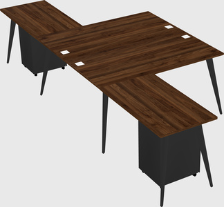 Shared l-shaped office desk system