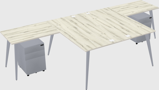 Shared l-shaped office desk system