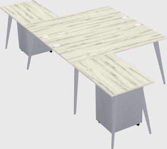 Shared l-shaped office desk system