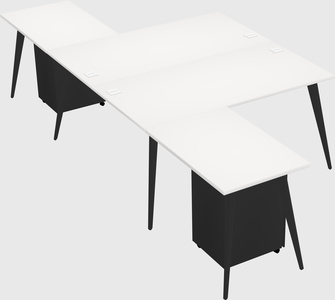 Shared l-shaped office desk system