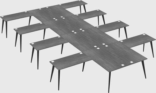 Shared l-shaped office desk system