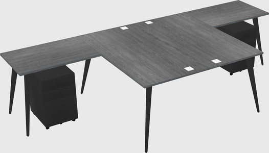 Shared l-shaped office desk system