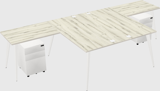 Shared l-shaped office desk system