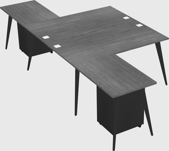 Shared l-shaped office desk system