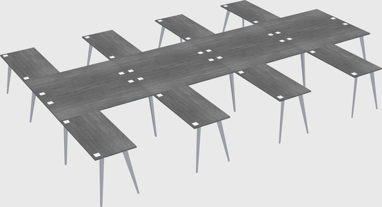 Shared l-shaped office desk system