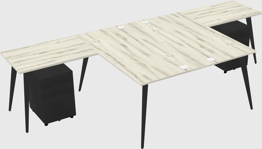 Shared l-shaped office desk system