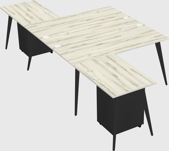 Shared l-shaped office desk system