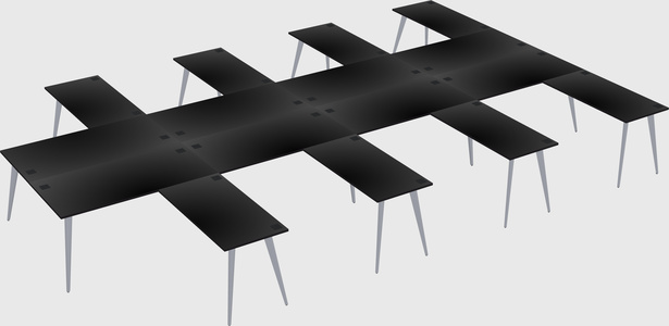 Shared l-shaped office desk system
