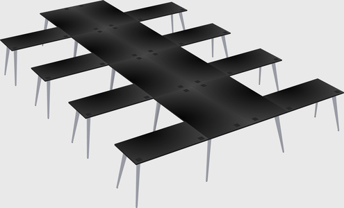 Shared l-shaped office desk system