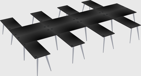 Shared l-shaped office desk system