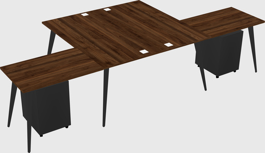Shared l-shaped office desk system