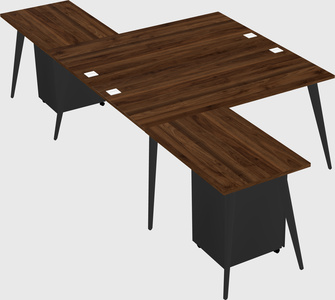 Shared l-shaped office desk system