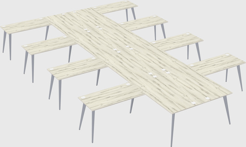 Shared l-shaped office desk system
