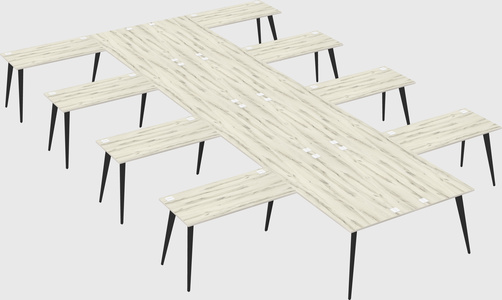 Shared l-shaped office desk system