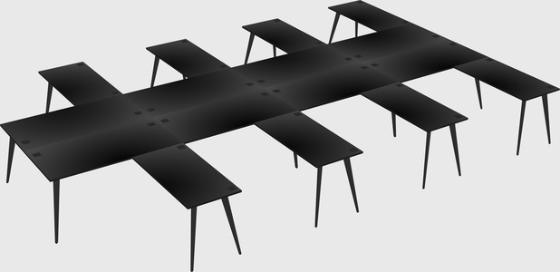Shared l-shaped office desk system