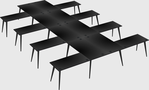 Shared l-shaped office desk system