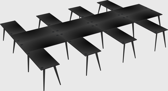 Shared l-shaped office desk system