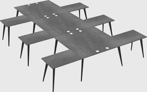 Shared l-shaped office desk system
