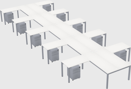 Shared l-shaped desk