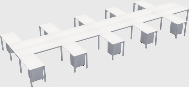 Shared l-shaped desk