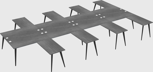 Shared l-shaped office desk system