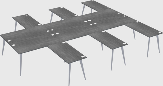 Shared l-shaped office desk system
