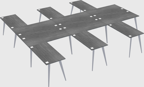Shared l-shaped office desk system