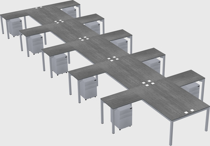 Shared l-shaped desk
