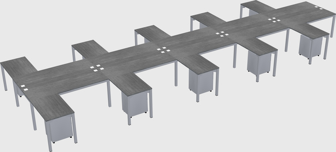 Shared l-shaped desk