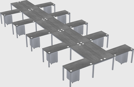 Shared l-shaped desk