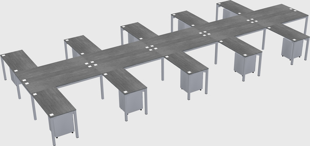 Shared l-shaped desk